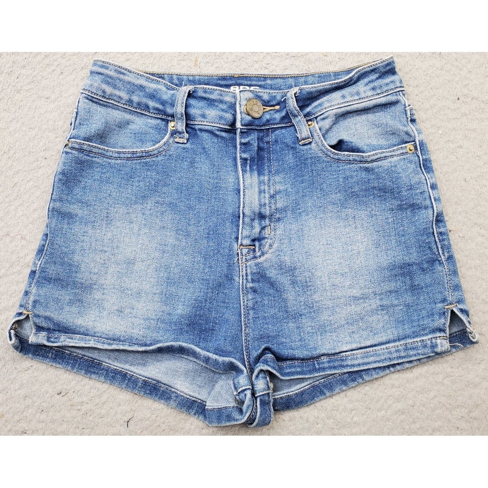 BDG Jean Shorts Womens 25 Blue Denim Stretch Ankle Slit High-Waisted Medium Wash